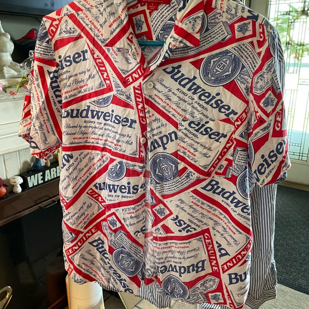 Budweiser Graphic Red and Blue Men's Casual Shirt